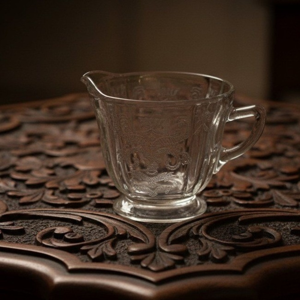 Vintage Federal Glass "MADRID" Recollections Pattern Clear Creamer Depression